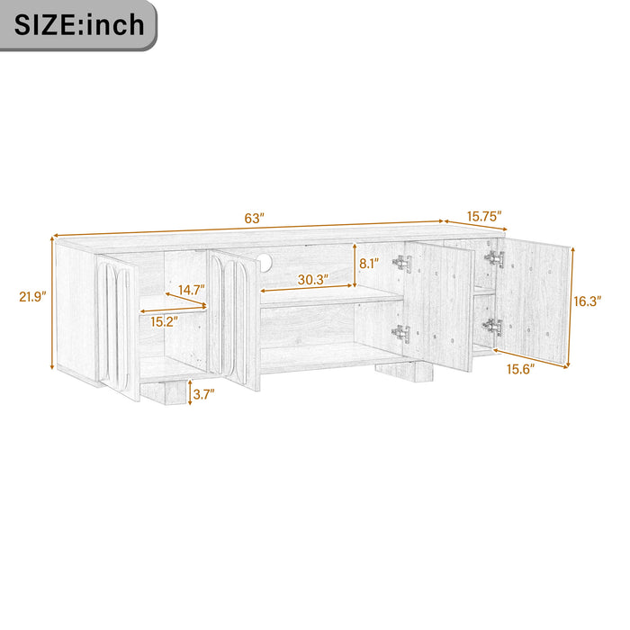Farmhouse TV Stand, Storage Media Console With Adjustable Shelves & 3 Cable Holes Hearth and Haven
