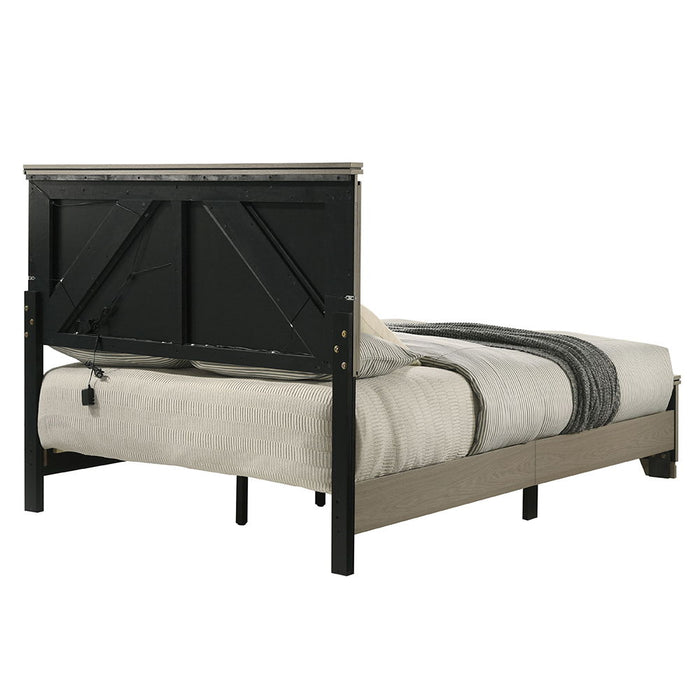 Joanna - Queen Bed With LED - Weathered Gray ACME