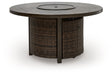 Monterey Point - Round Fire Pit Table - Dark Brown Signature Design by Ashley®