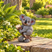 Koala Garden Statue Hand Painted Animal Sculpture With Log For Patio Home Decor - Dark Gray Daily Nest