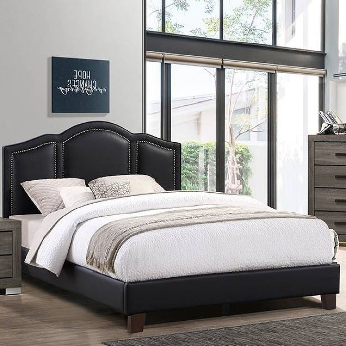 Full Size Bed With Unique Headboard - Black Home Essentials