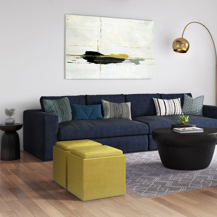 Rockwood - Upholstered Cube Storage Ottoman With Tray Simpli-Home
