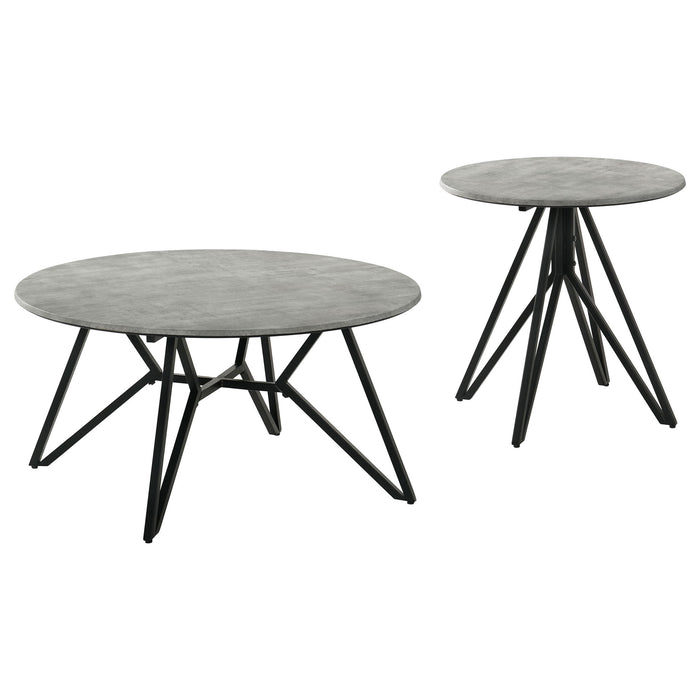 Garfield - 2 Piece Round Smarttop Coffee And End Table Set - Cement Gray