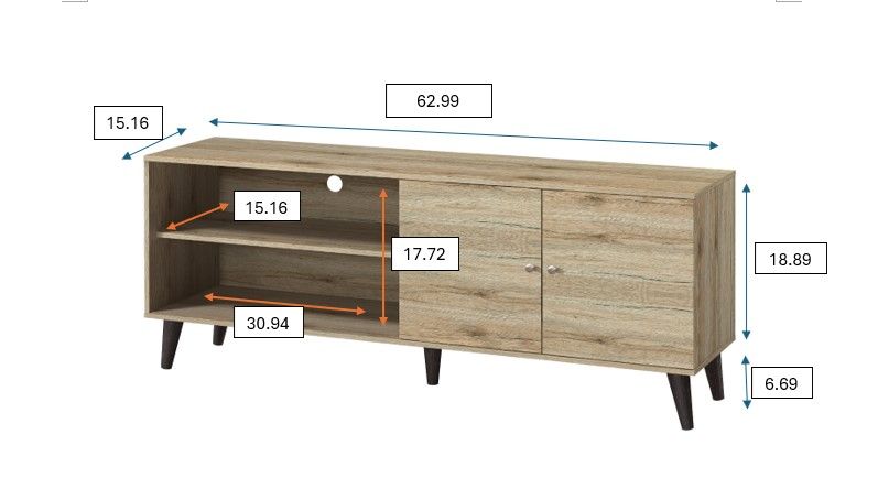 Amidon - TV Stand, With 2 Storage Shelves And 1 Cabinet US Pride