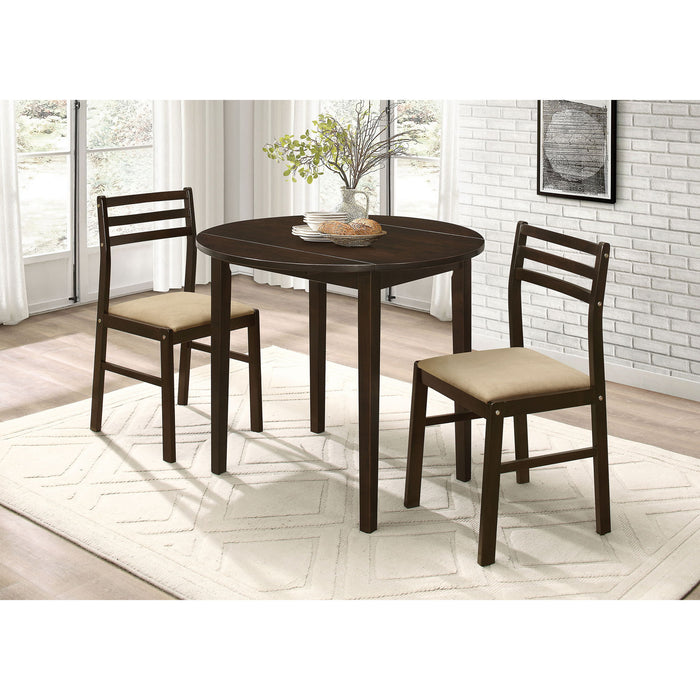 3 Piece Dining Set With Drop Leaf Table And Upholstered Chairs Furniture Max