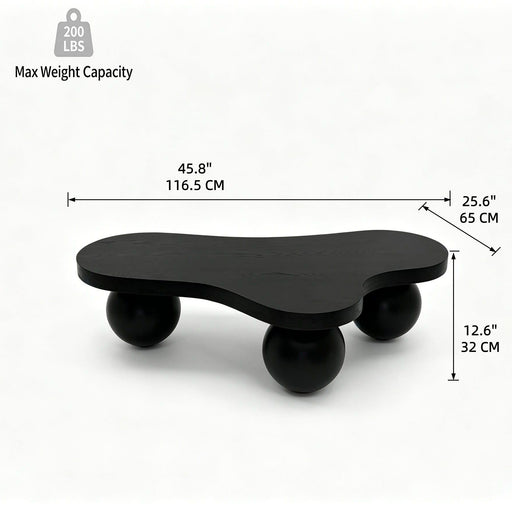 Cloud Shaped Coffee Table & 3 Ball Legs For Living Room - Black Home Essentials