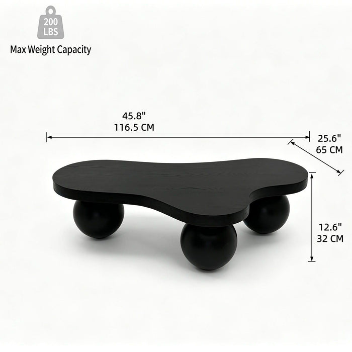 Cloud Shaped Coffee Table & 3 Ball Legs For Living Room - Black Home Essentials