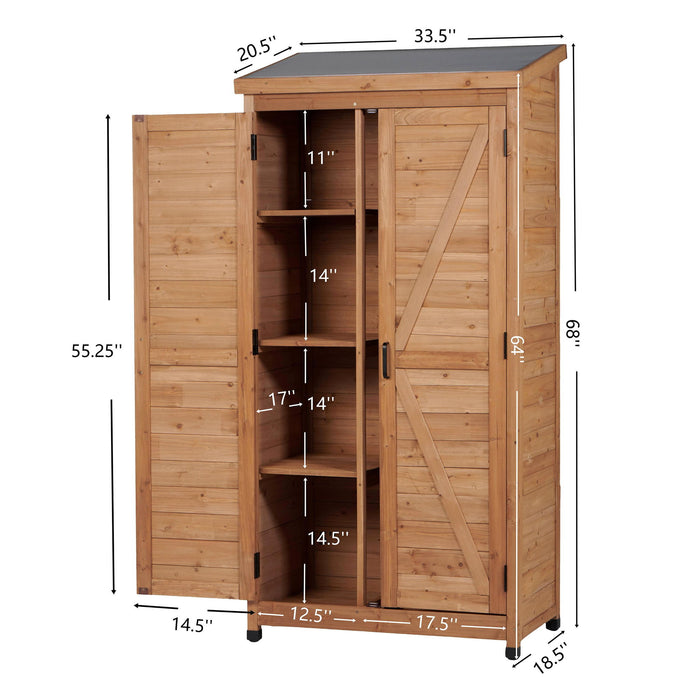 Outdoor Storage Shed With Vertical Tool Cabinet For Backyard Home Essentials