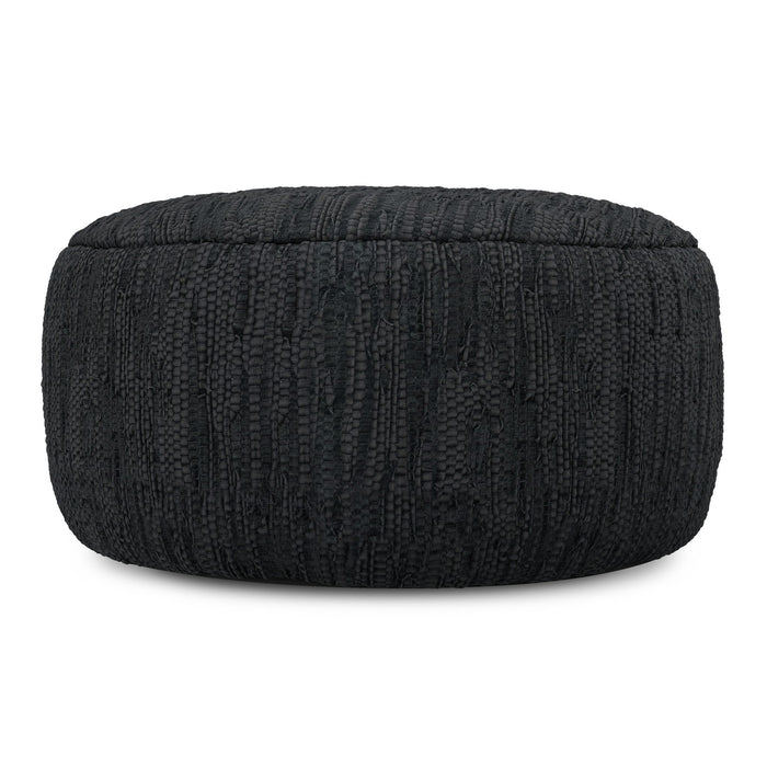 Fredrik - Round Pouf - Black Simpli-Home