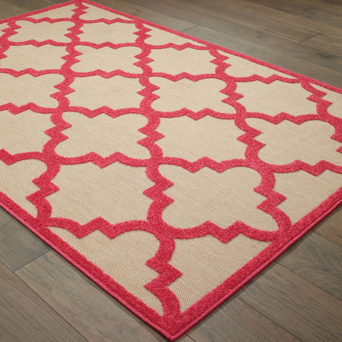 2' X 3' Geometric Stain Resistant Indoor / Outdoor Area Rug - Pink