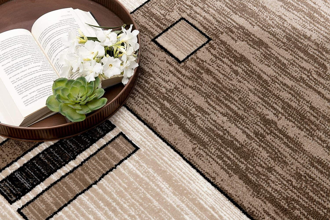 15' Abstract Dhurrie Runner Rug - Beige