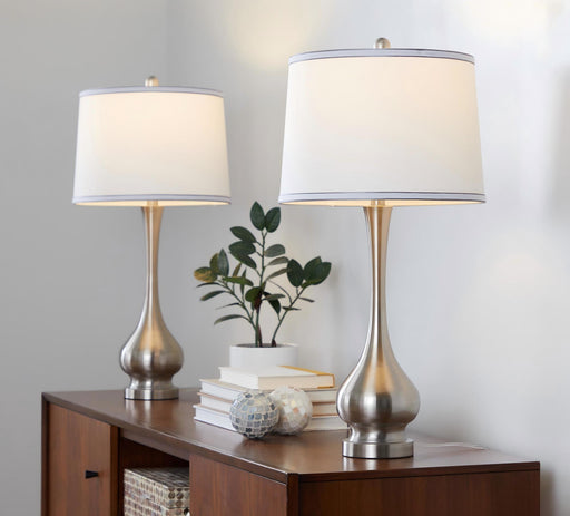 Cairo - Contemporary Table Lamp (Set of 2) - Nickel / White / Silver Trim Lumi Source