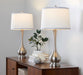 Cairo - Contemporary Table Lamp (Set of 2) - Nickel / White / Silver Trim Lumi Source