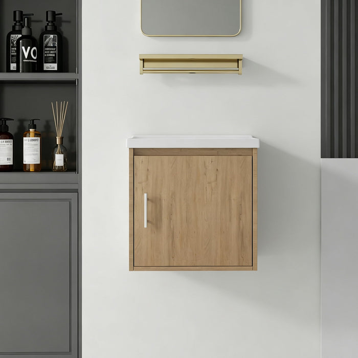 Floating Bathroom Vanity Combo, Wall Mounted Cabinet With Sink & Soft Close Doors For Small Bathrooms Home Essentials