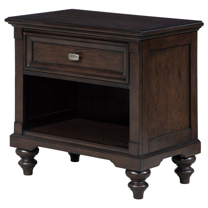 Berwick - 1 Drawer Nightstand With Open Cubby - Dark Oak