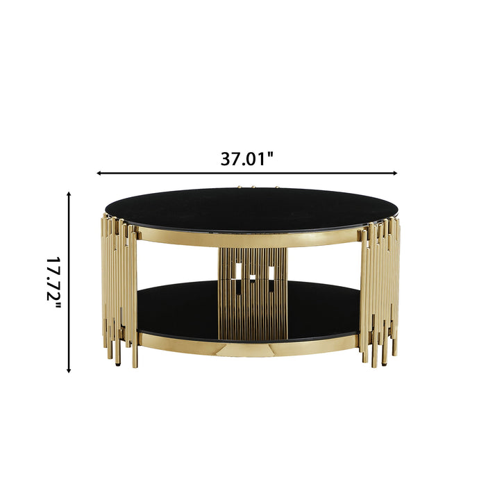Round Double Tier Table With Flute Shaped Tube Legs Home Essentials