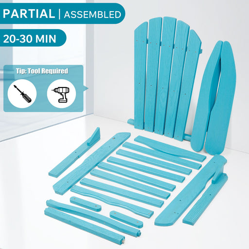 Lounge Patio Chair For Garden Outdoor Folding Embossed Adirondack - Turquoise Blue Home Essentials