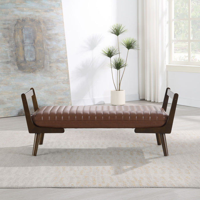 Mid-Century Bench With Wood Legs