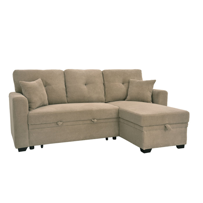 Sleeper Sectional Sofa With Pull Out Bed, Reversible Chaise, Hidden Storage Home Essentials