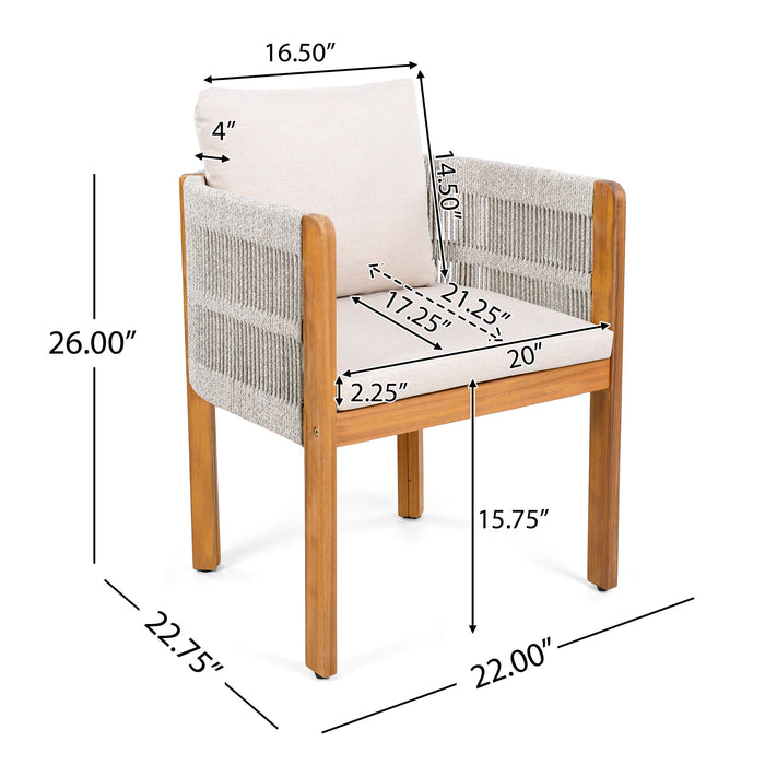 7 Piece Outdoor Dining Set With Table And 6 Chairs - Beige / Teak / White Noble House