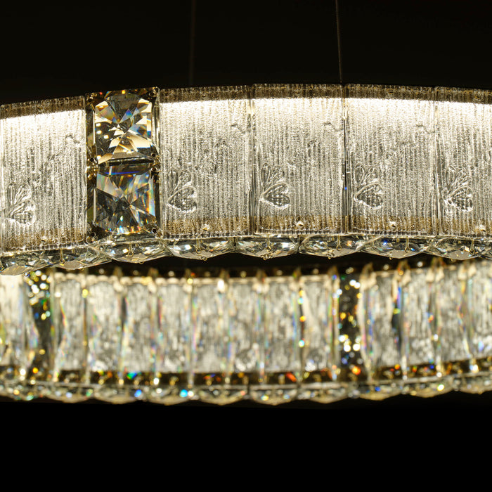 Michael Amini Lighting - Mina 31" Round Crystal LED Chandelier - Clear Michael Amini
