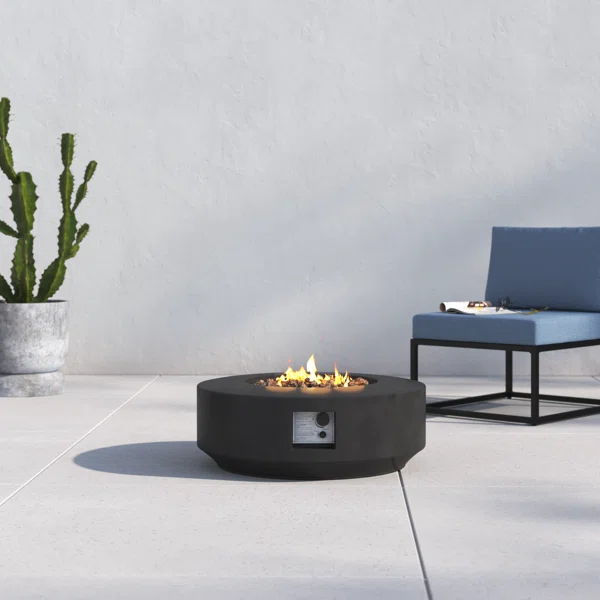 Fibre Reinforced Propane Gas Outdoor Fire Pit Table With Lid - Charcoal LSI Patio Furniture