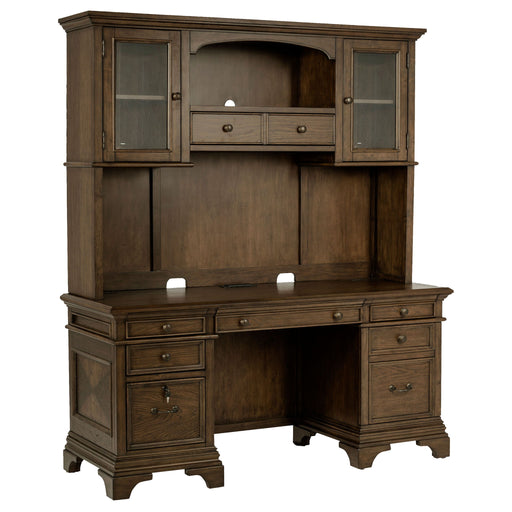 Stigham - 5 Drawer Credenza With Hutch - Oak Furniture Max