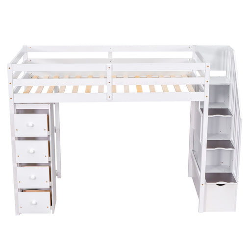 Loft Bed With Storage Drawers And Stairs With Shelves DreamHaus