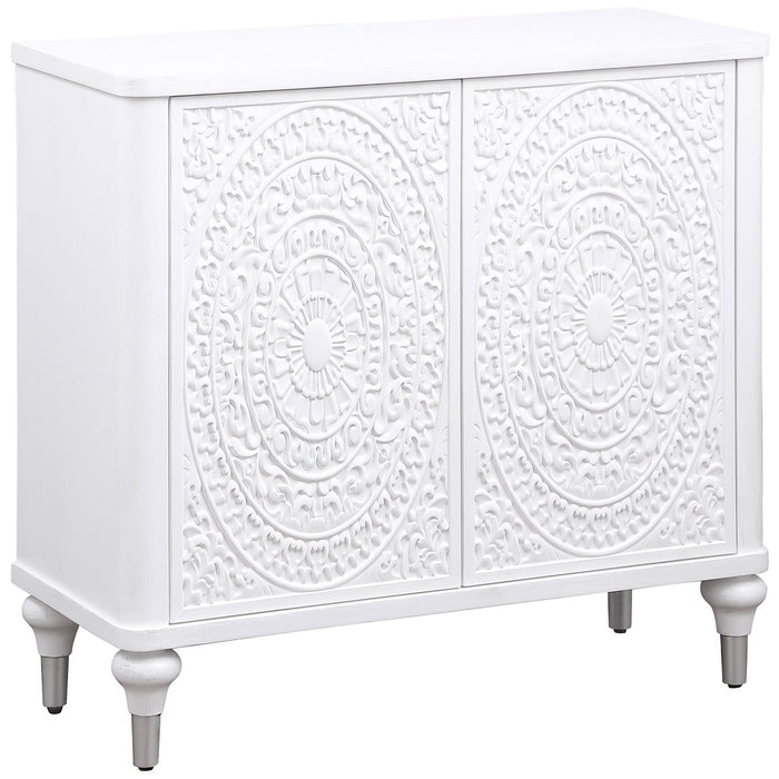 Angus - 2 Door Mandala Accent Cabinet - White Furniture Max