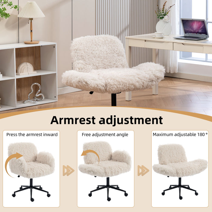 Swivel Chair With Adjustable Armrests And Wheels For Home Office - Beige Home Essentials