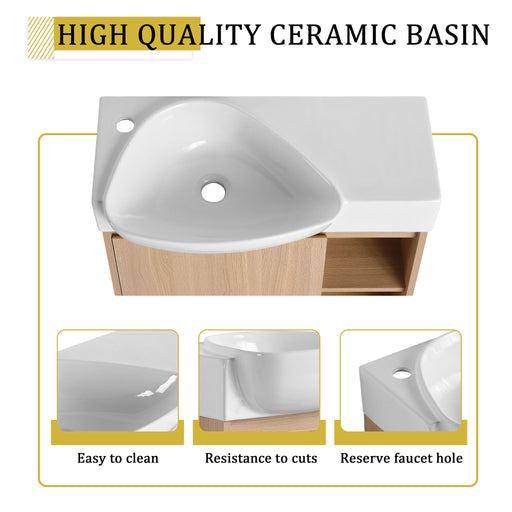 26" Wall Mounted Bathroom Vanity With Sink & Soft Close Door - Oak Home Essentials