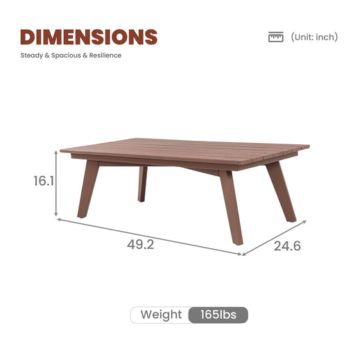 Outdoor Coffee Table, Wide Tabletop For Patio - Brown Home Essentials