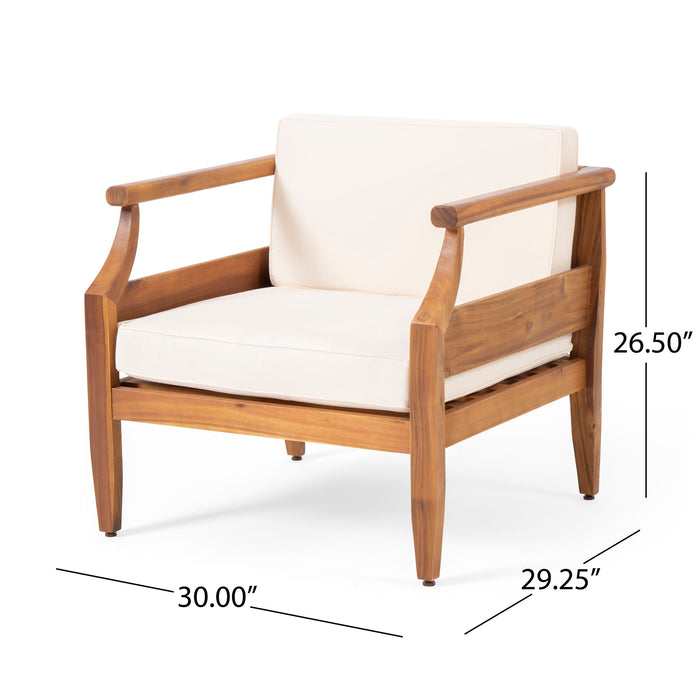 Outdoor Club Chair With Recessed Arms And Cushions