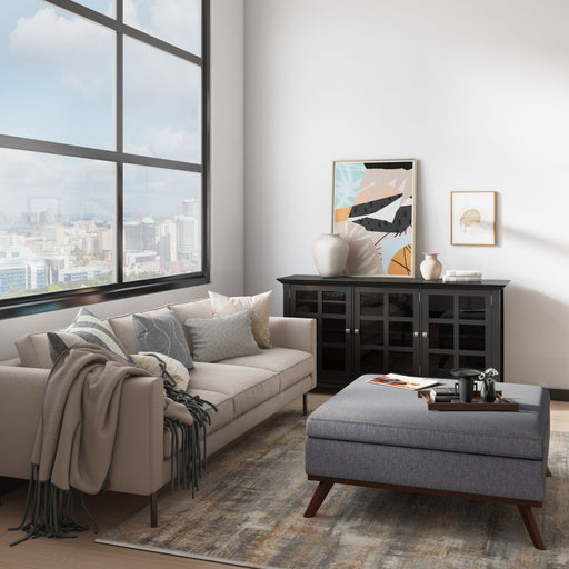 Owen - Square Coffee Table Storage Ottoman - Slate Gray Simpli-Home