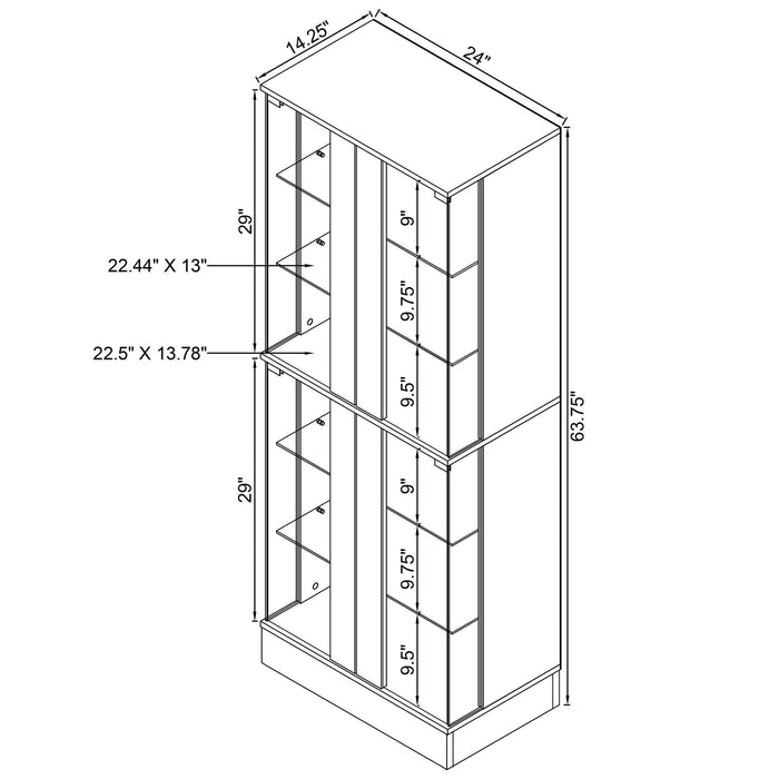 Gilbert - 4 Door LED Curio Display Cabinet Furniture Max