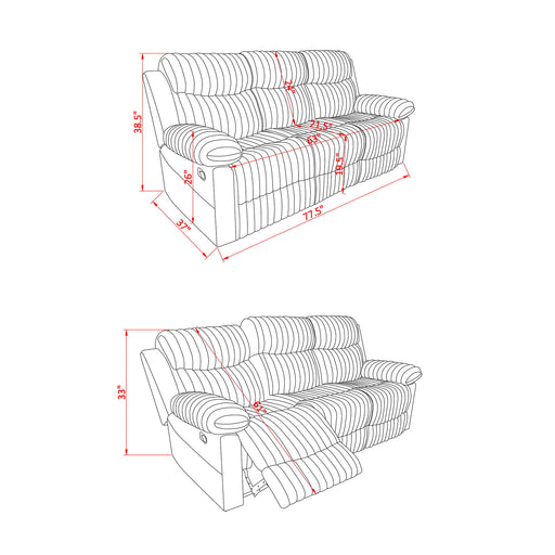 Brenda - Sofa With Manual Recline Function Global Furniture USA
