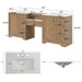 Double Sink Bathroom Vanity With Countertop, 2 Ceramic Sinks, 6 Drawers, Soft Close Design Noble House