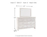 Paxberry - Dresser, Mirror - Medallion Drawer Pulls - Whitewash Signature Design by Ashley®