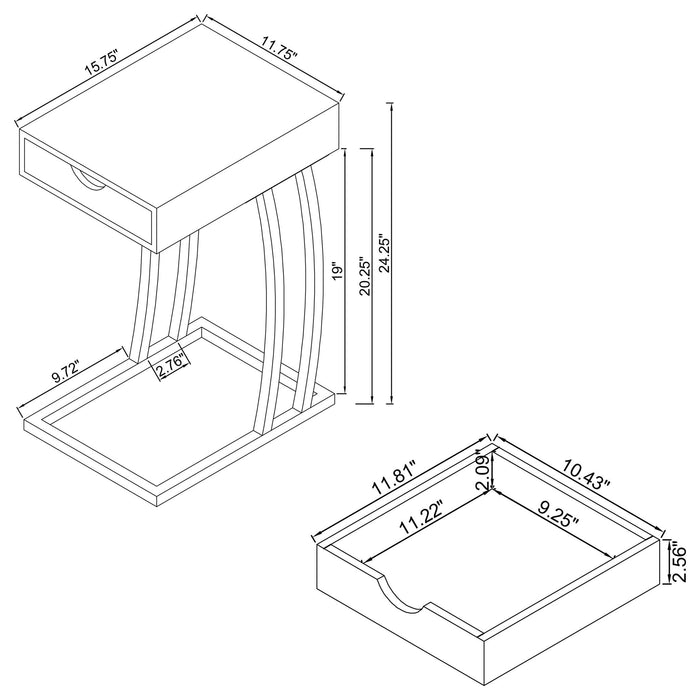 Hi-Tech Accent Table With USB Ports Furniture Max