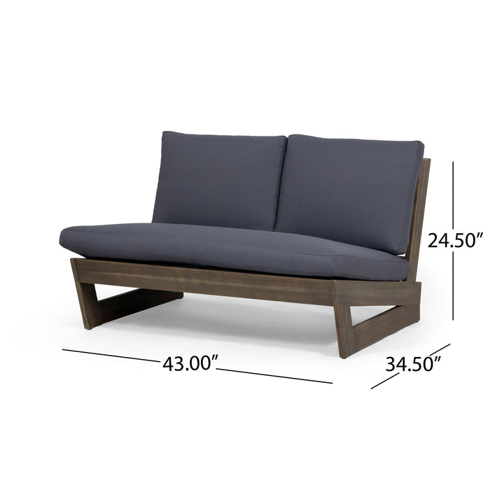 Outdoor Loveseat With Slat Paneling And Water Resistance Cushion - Dark Gray