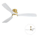 52" Ceiling Fan With Light And DC Motor, Flush Mount / Downrod, Ideal For Living Room - Gold / White Daily Nest