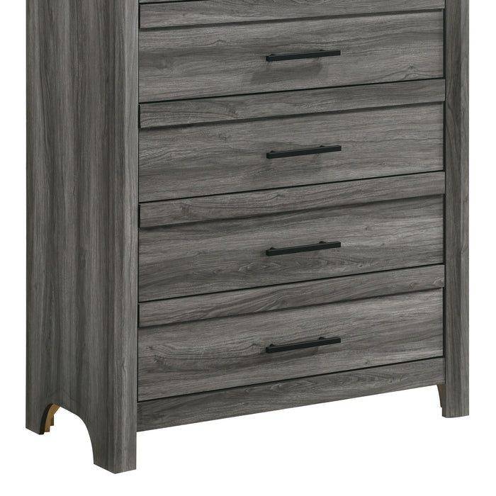 Denver - 5 Drawer Chest - Gray Matrix Furniture Group