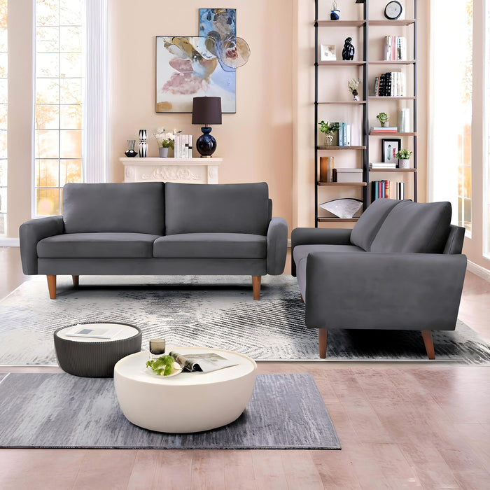 Kent - 2 Piece Sofa & Loveseat Set For Living Room - Gray US Pride