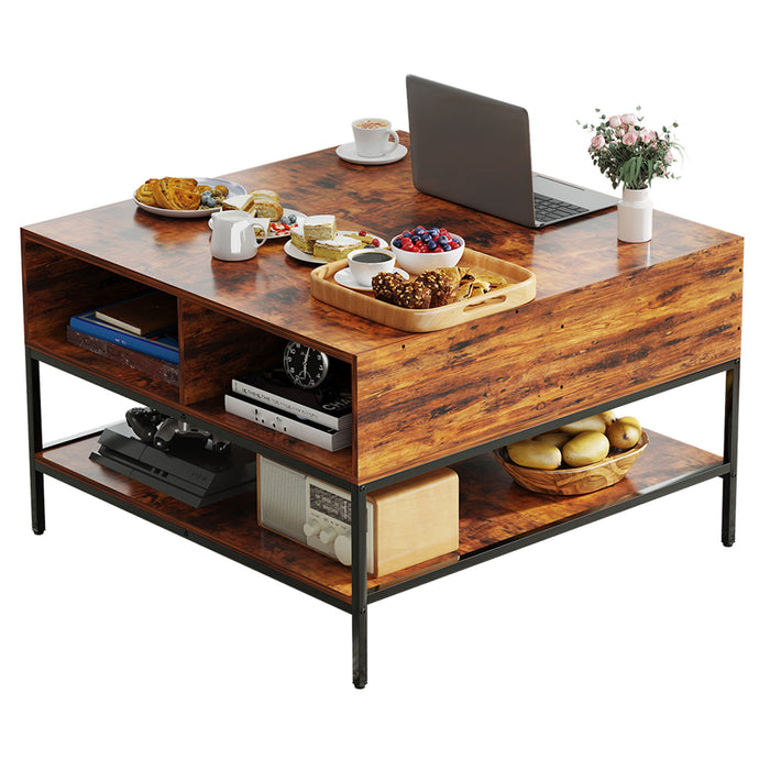 Flip-Top Coffee Table With Storage Lift-Top Design With Hidden Compartment - Black Home Essentials