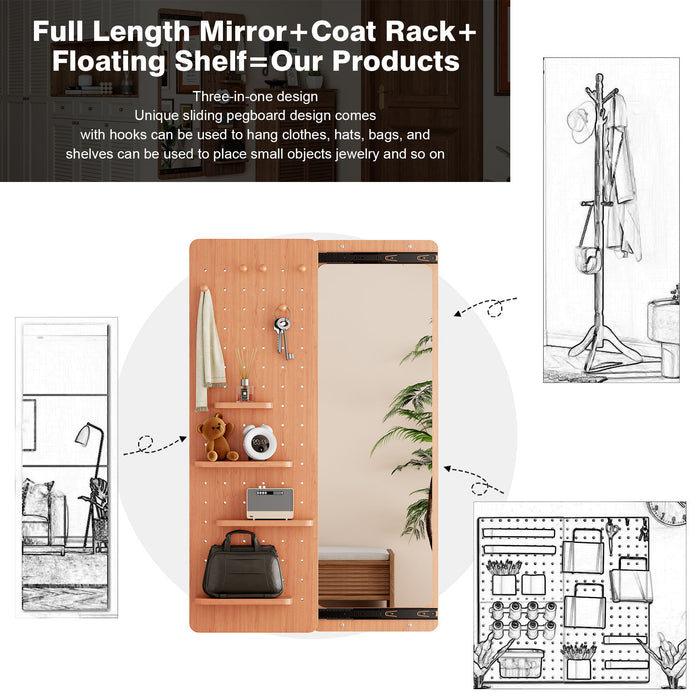 Wall Mounted Full Length Mirror With Shelf And Hook Daily Nest