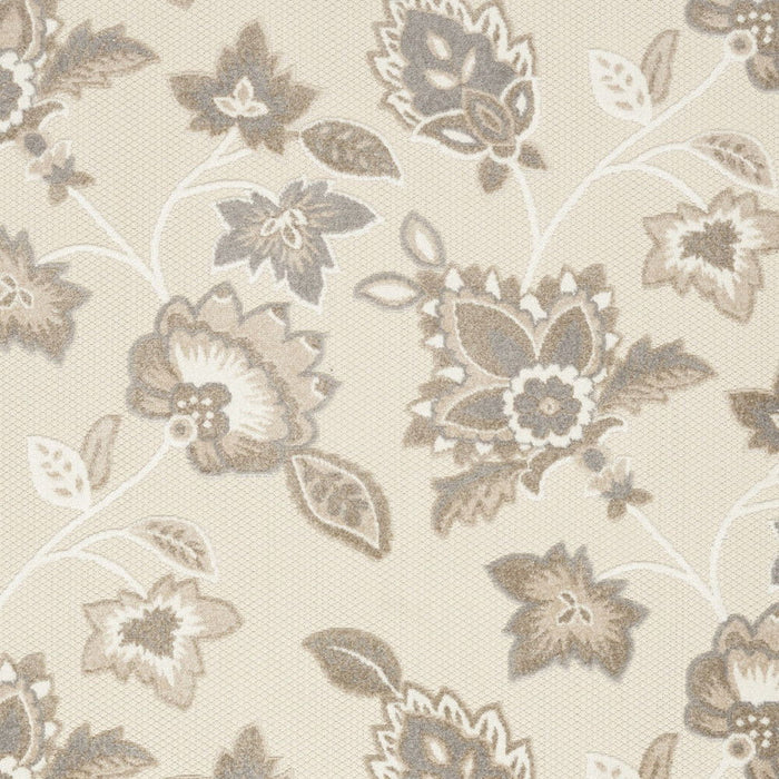 5' X 8' Floral Stain Resistant Non Skid Area Rug - Beige