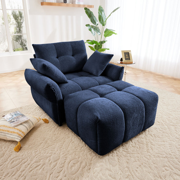 Ergonomic Single Seater Sofa With Ottoman, High Resilience Support Cushions