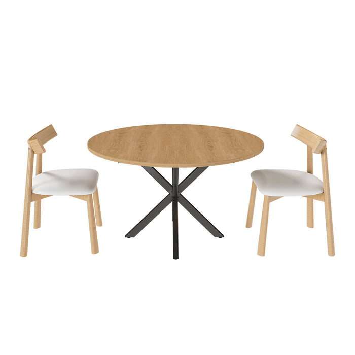 Modern Extendable Round Dining Table Set, Table With Chairs
