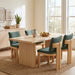 5 Piece Indoor Dining Set With Fluted Table Upholstered Chairs - Green / Natural Noble House