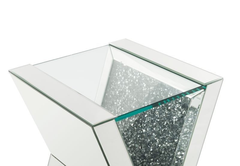 Noralie - End Table - Clear Glass, Mirrored & Faux Diamonds